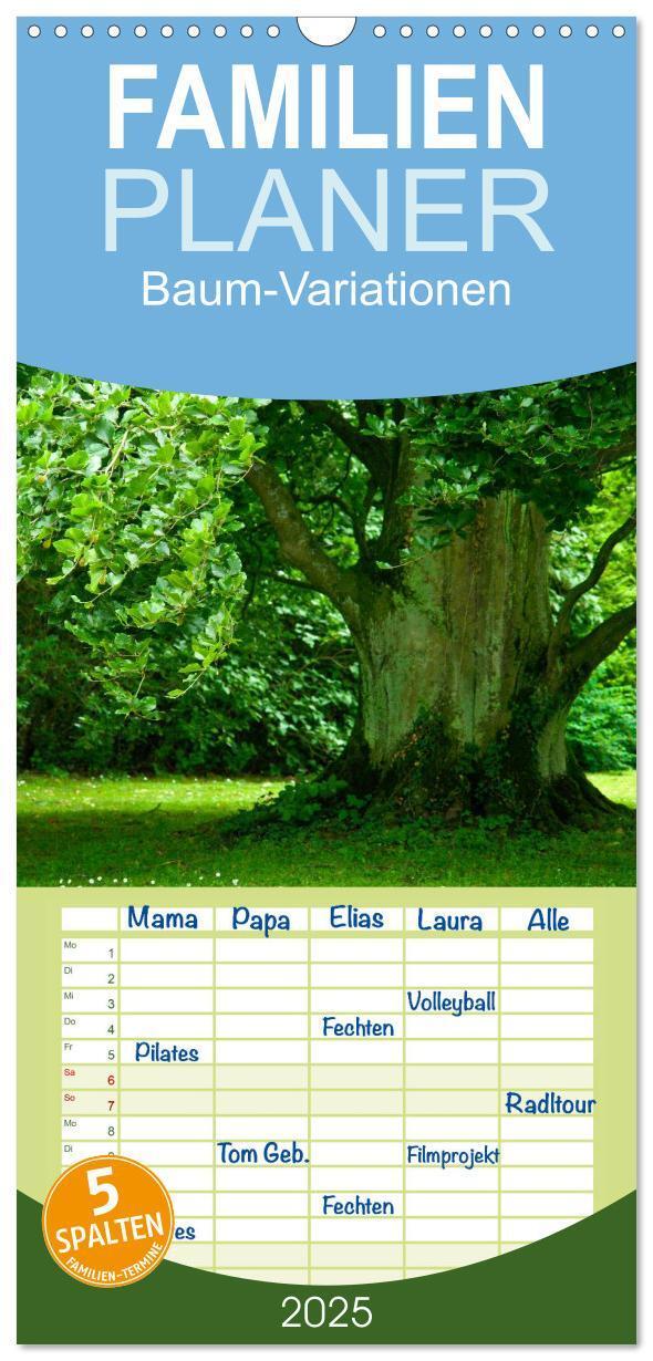 Cover: 9783457126318 | Familienplaner 2025 - Baum-Variationen mit 5 Spalten (Wandkalender,...