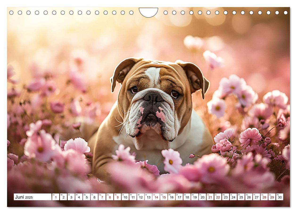 Bild: 9783383808050 | Englische Bulldoggen im Blütenmeer (Wandkalender 2025 DIN A4 quer),...