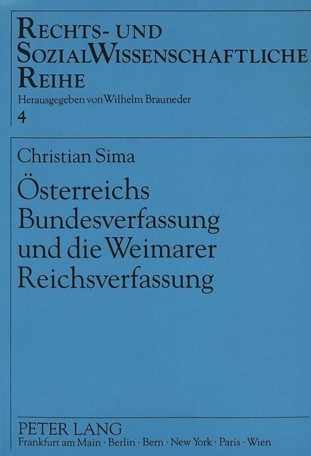 Cover: 9783631455388 | Österreichs Bundesverfassung und die Weimarer Reichsverfassung | Sima