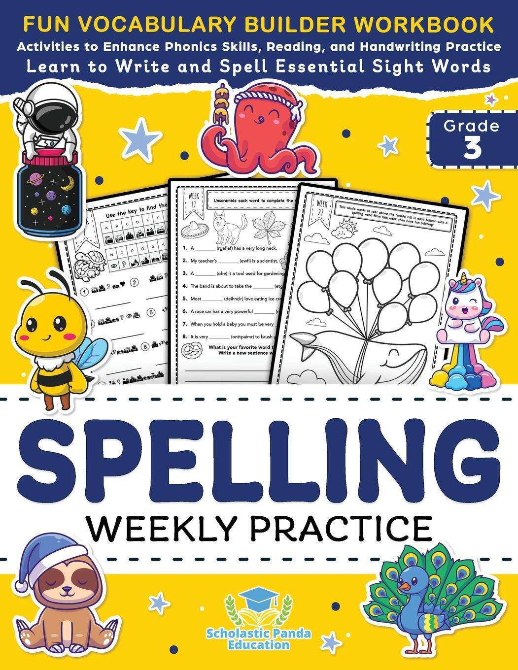 Cover: 9781953149459 | Spelling Weekly Practice for 3rd Grade | Scholastic Panda Education