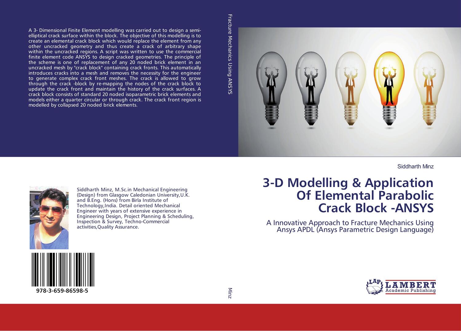 Cover: 9783659865985 | 3-D Modelling & Application Of Elemental Parabolic Crack Block -ANSYS