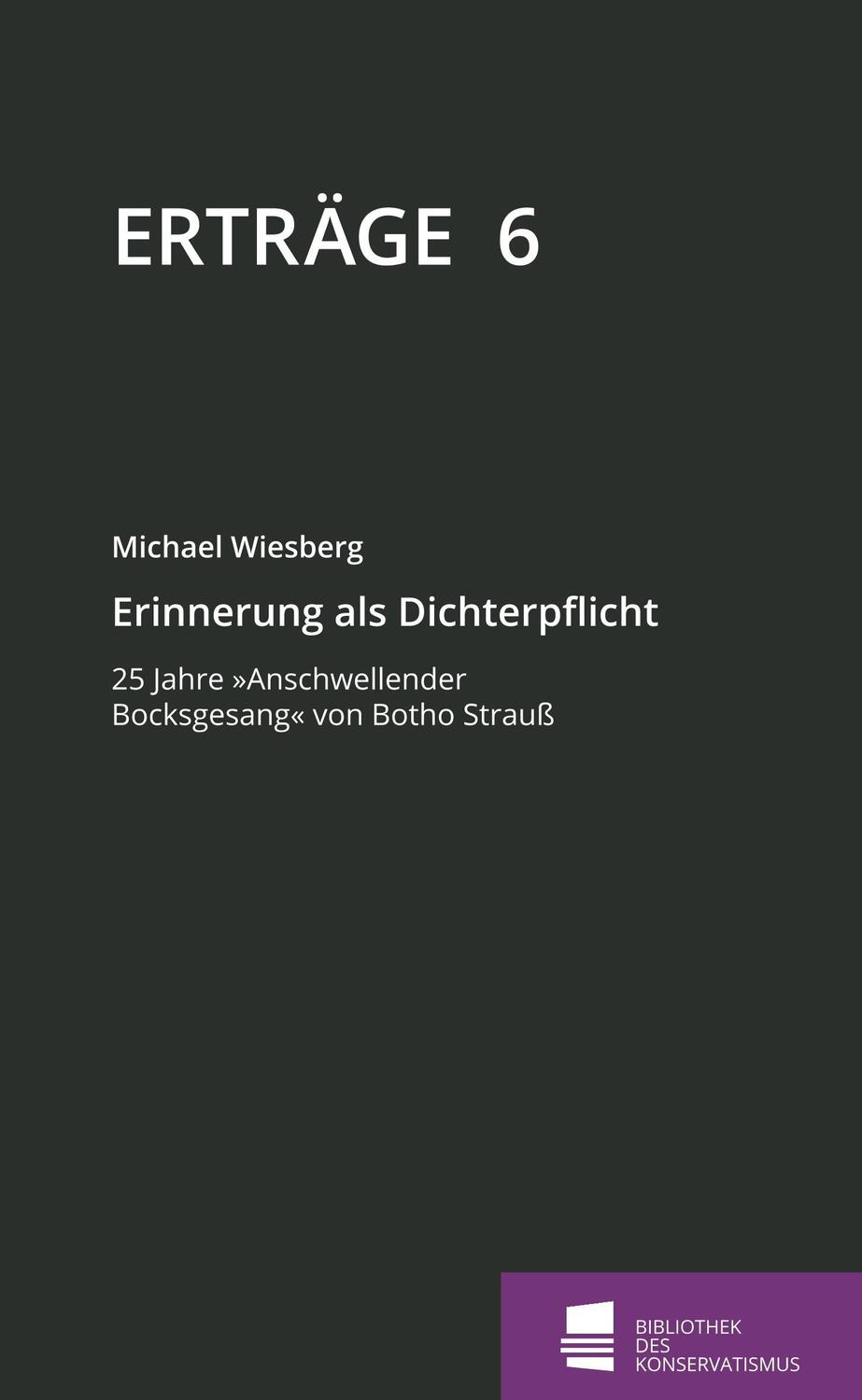 Cover: 9783981431094 | Erinnerung als Dichterpflicht | Michael Wiesberg | Taschenbuch | 2018