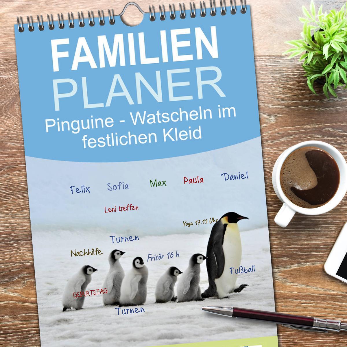 Bild: 9783457109366 | Familienplaner 2025 - Pinguine - Watscheln im festlichen Kleid mit...