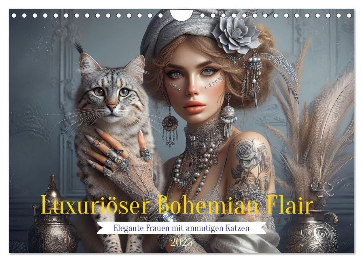 Cover: 9783457201572 | Luxuriöser Bohemian Flair - Elegante Frauen mit anmutigen Katzen...