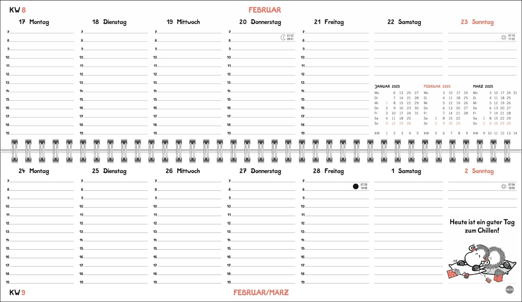 Bild: 9783756406531 | sheepworld Wochenquerplaner 2025 | Kalender | Spiralbindung | 64 S.