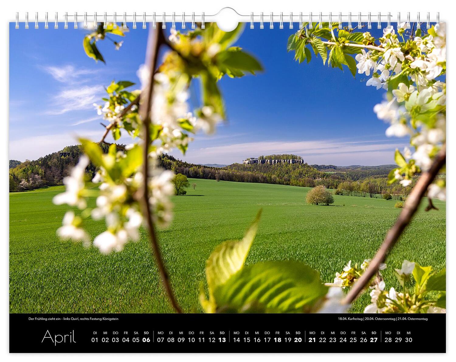 Bild: 9783910680593 | Kalender Sächsische Schweiz 2025 | 40 x 30 cm schwarzes Kalendarium