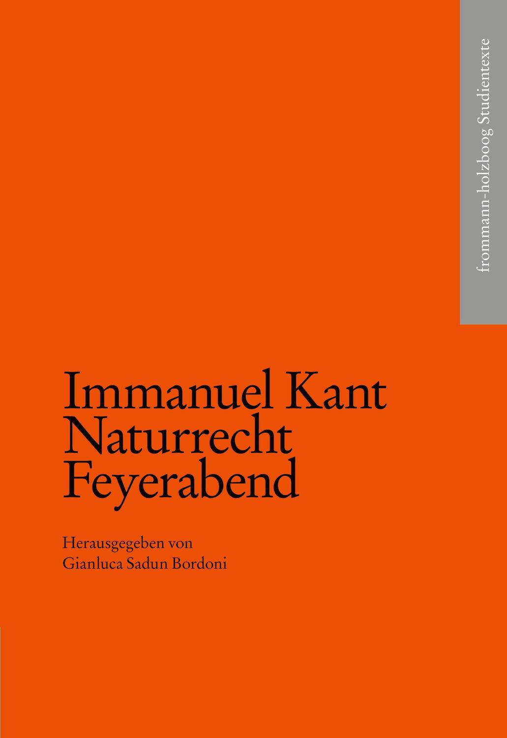 Cover: 9783772829581 | Immanuel Kant: Naturrecht Feyerabend | Gianluca Sadun Bordoni | Buch