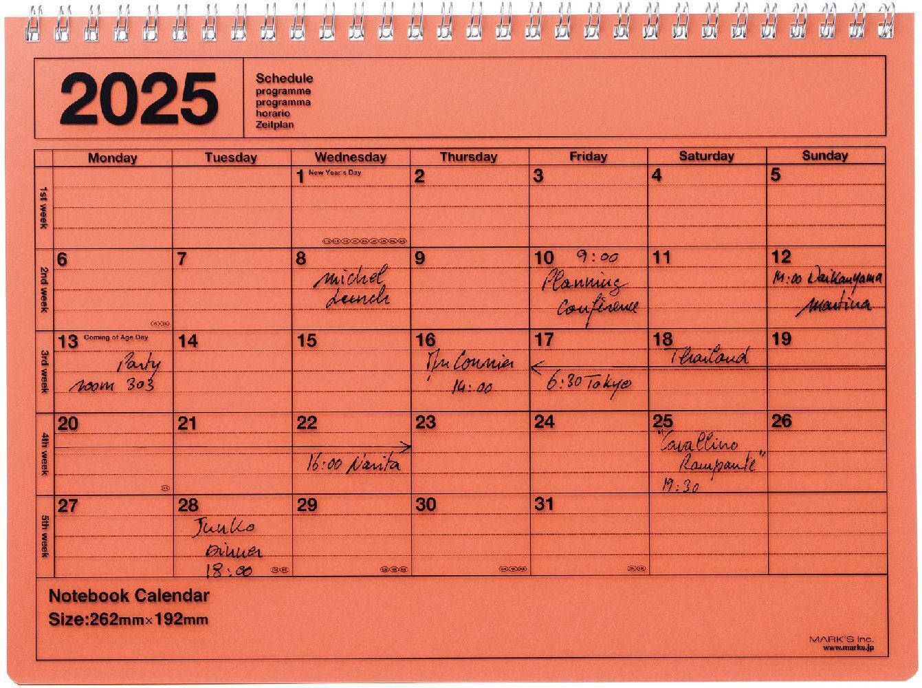 Cover: 4550045128291 | MARK'S 2025 Tischkalender M, Orange | Mark's Inc | Kalender | Englisch