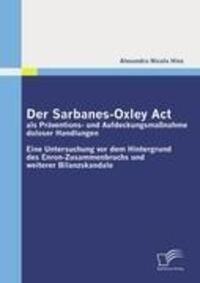 Cover: 9783836688604 | Der Sarbanes-Oxley Act als Präventions- und Aufdeckungsmaßnahme...
