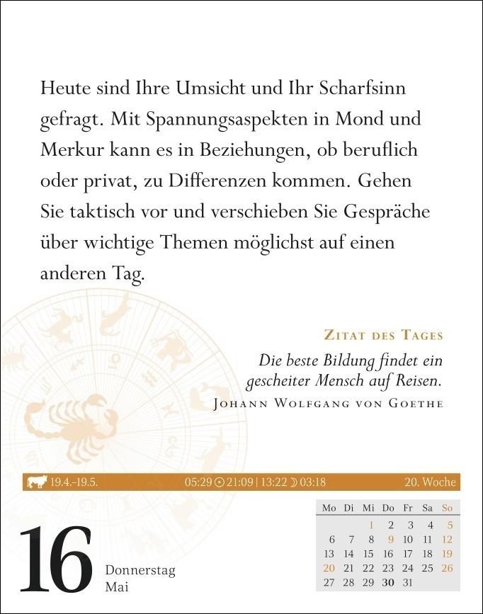 Bild: 9783840031403 | Skorpion Sternzeichenkalender 2024: Tagesabreißkalender....
