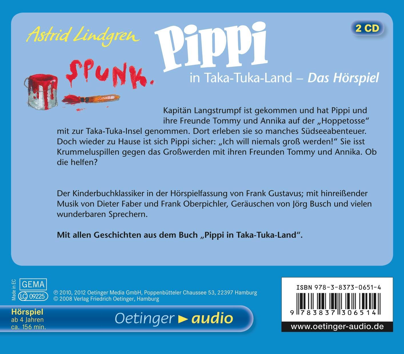 Rückseite: 9783837306514 | Pippi in Taka-Tuka-Land - Das Hörspiel (2 CD) | Hörspiel | Lindgren