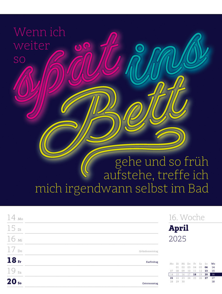 Bild: 9783838425955 | Klartext Sprüchekalender - Wochenplaner Kalender 2025 | Kunstverlag