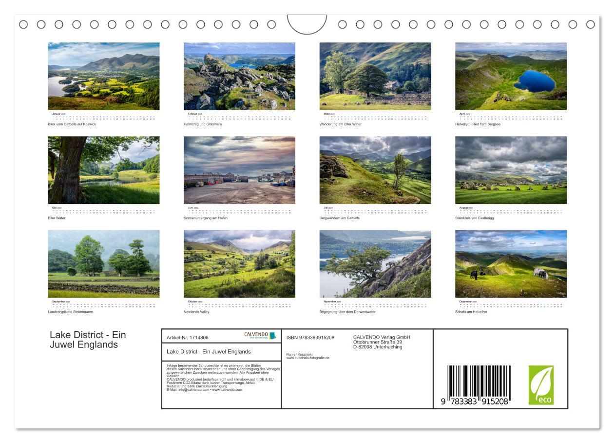 Bild: 9783383915208 | Lake District - Ein Juwel Englands (Wandkalender 2025 DIN A4 quer),...