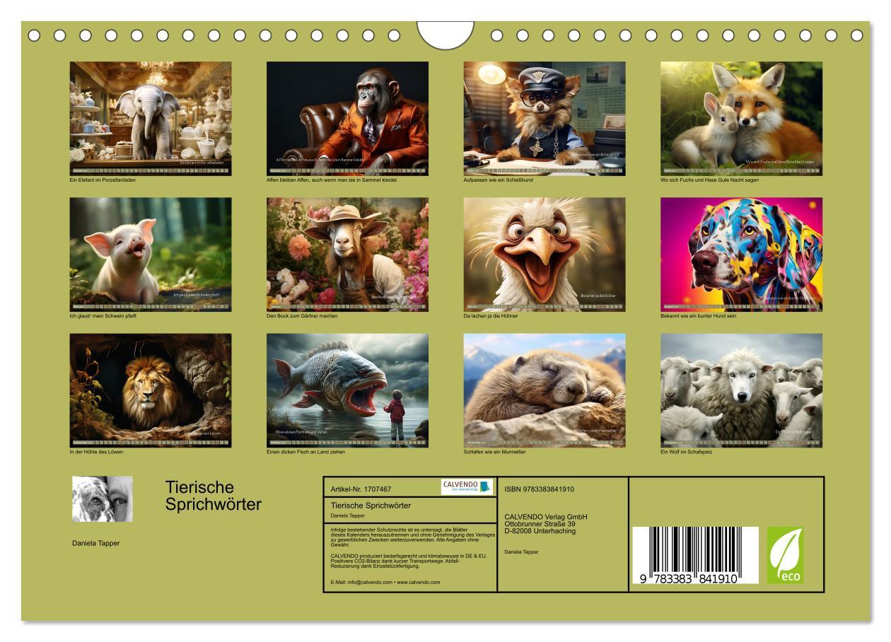 Bild: 9783383841910 | Tierische Sprichwörter (Wandkalender 2025 DIN A4 quer), CALVENDO...