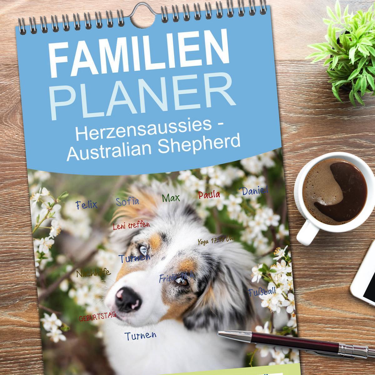 Bild: 9783457101308 | Familienplaner 2025 - Herzensaussies - Australian Shepherd mit 5...