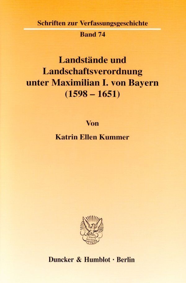 Cover: 9783428116430 | Landstände und Landschaftsverordnung unter Maximilian I. von Bayern...