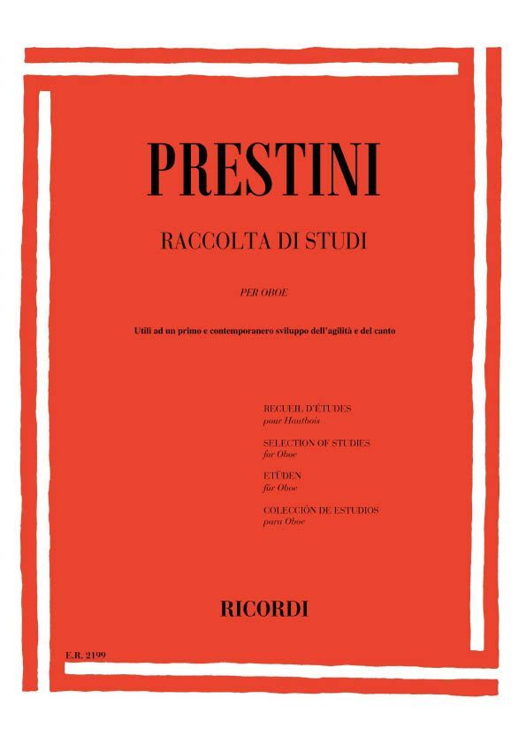 Cover: 9790041821993 | Raccolta di studi per oboe utili ad un primo e | G. Prestini | 1984
