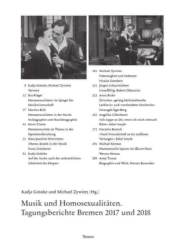 Cover: 9783864852596 | Musik und Homosexualitäten. | Tagungsberichte Bremen 2017 und 2018