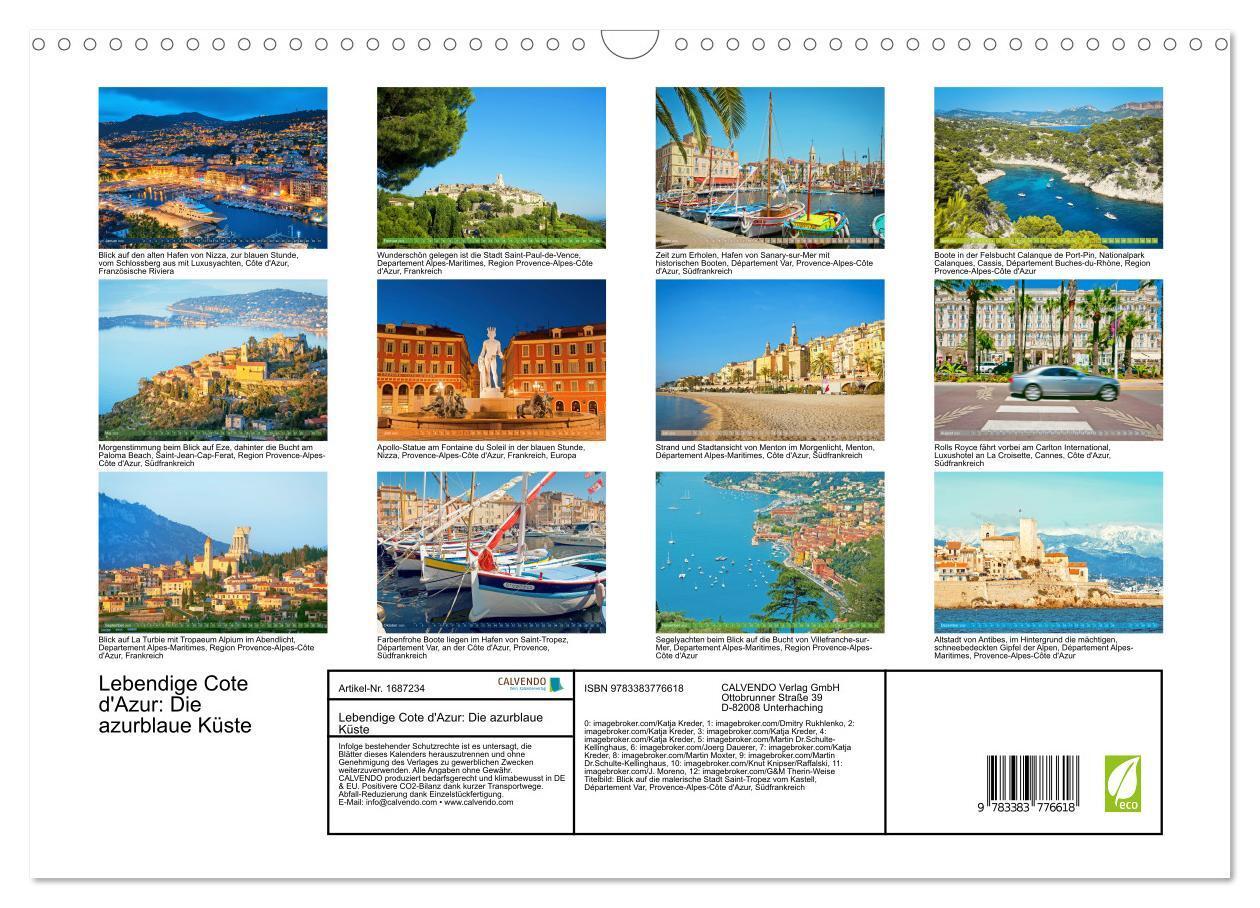 Bild: 9783383776618 | Lebendige Cote d'Azur: Die azurblaue Küste (Wandkalender 2025 DIN...