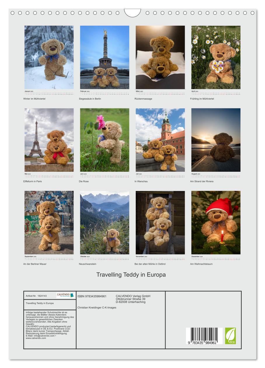 Bild: 9783435984961 | Travelling Teddy in Europa (Wandkalender 2025 DIN A3 hoch),...