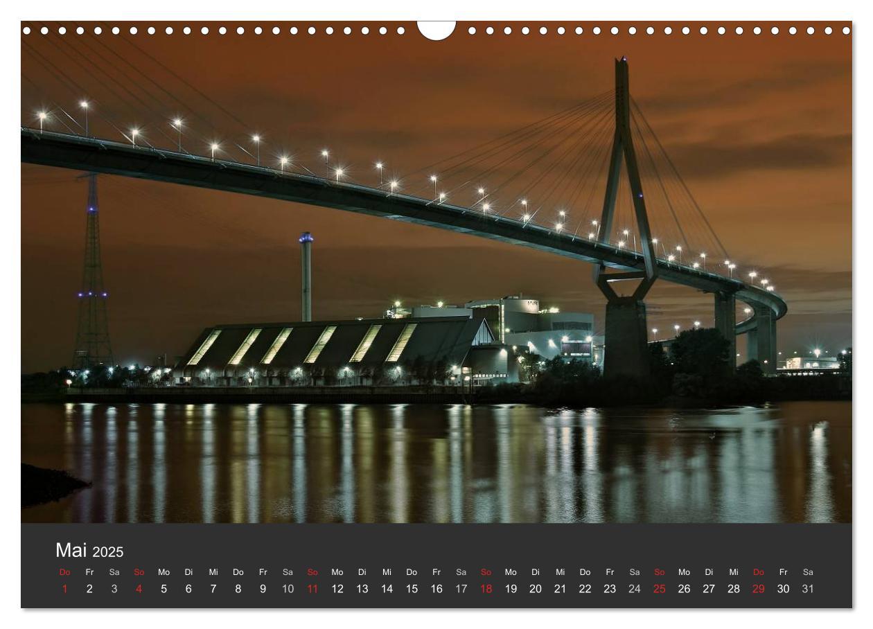 Bild: 9783435762460 | Hamburger Hafen bei Nacht (Wandkalender 2025 DIN A3 quer), CALVENDO...