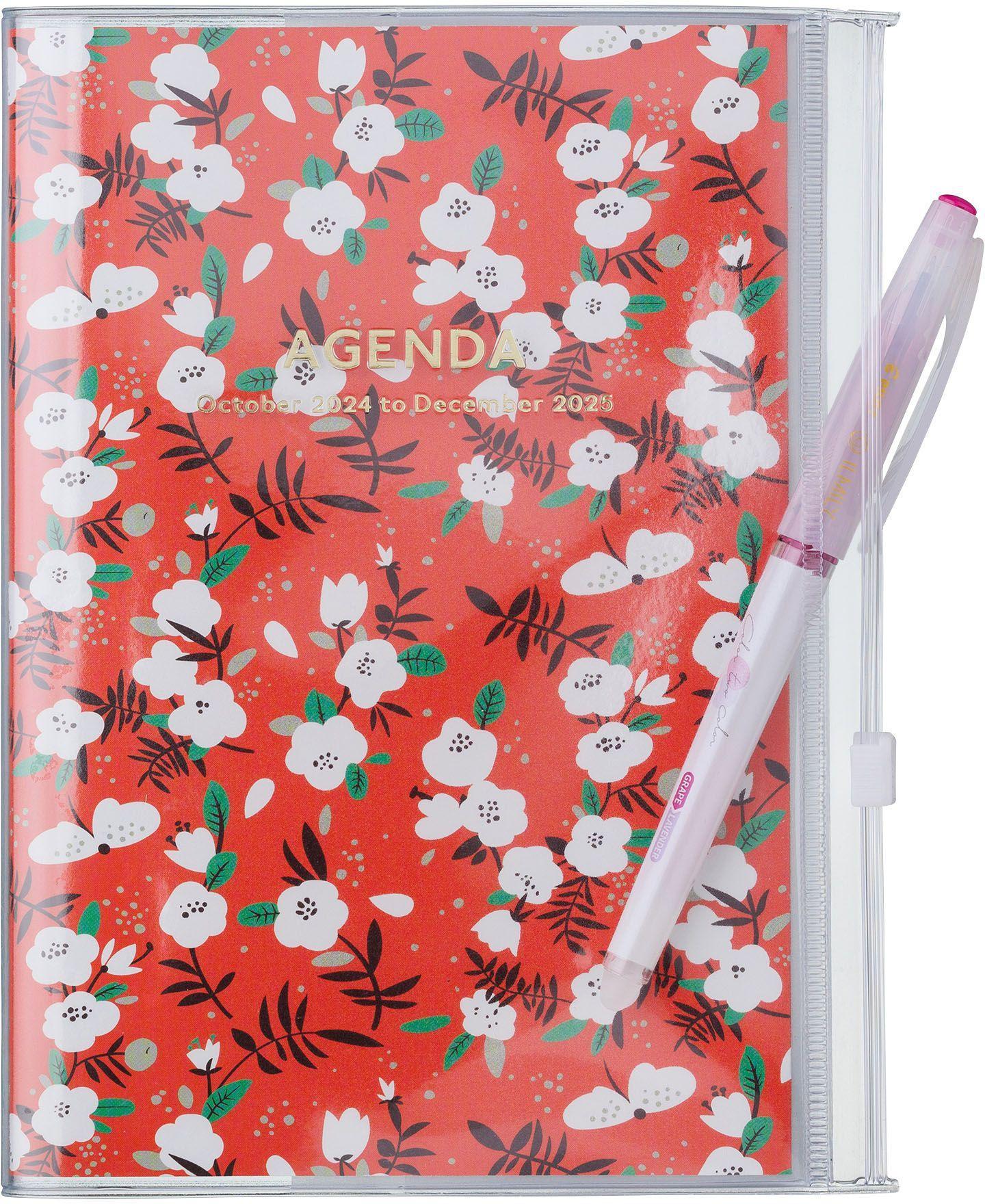 Bild: 4550045128253 | MARK'S 2024/2025 Taschenkalender B6 vertikal, Flower Pattern // Red