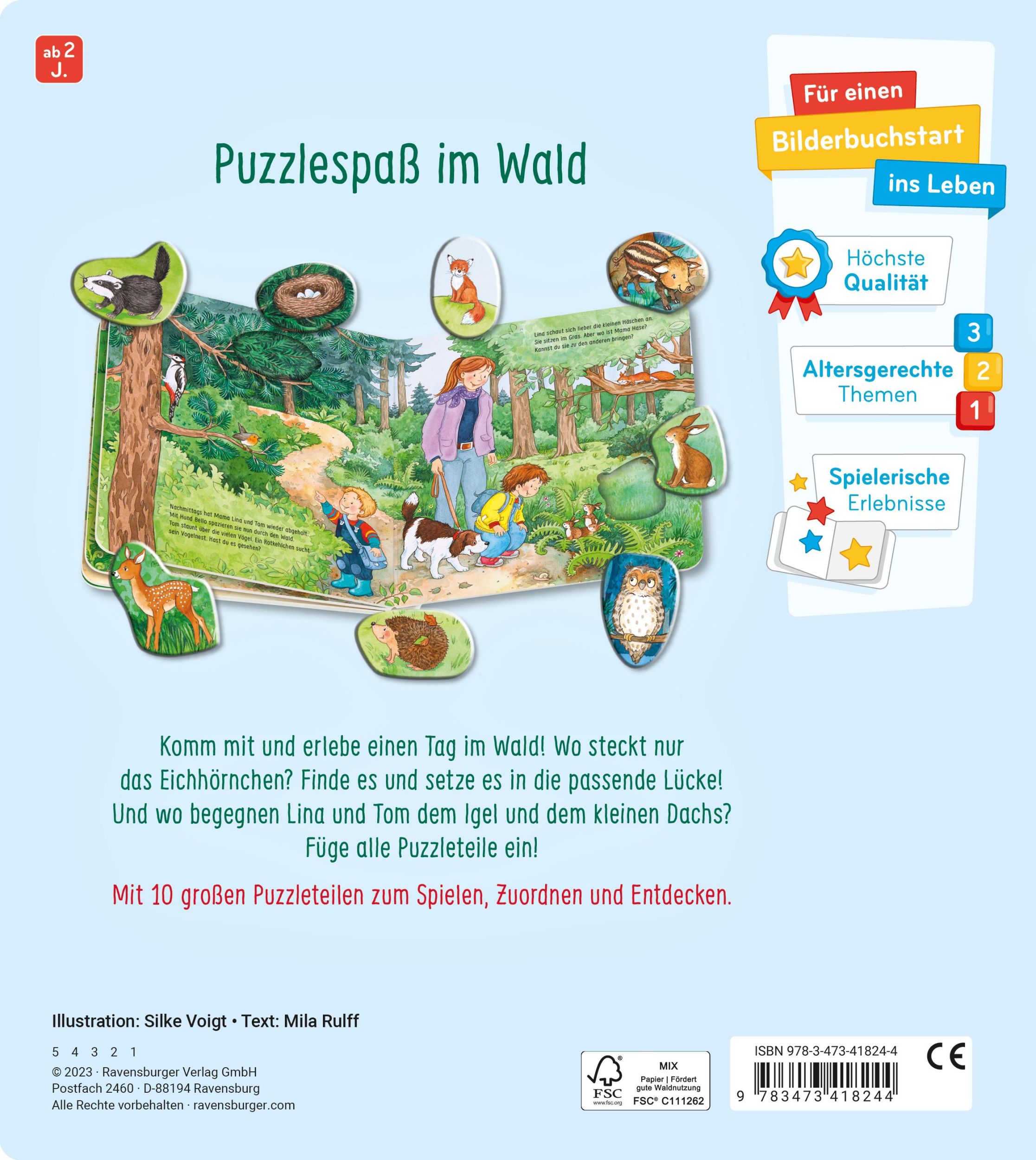 Rückseite: 9783473418244 | Mein großes Puzzle-Spielbuch - Wald | Mila Rulff | Buch | 12 S. | 2023