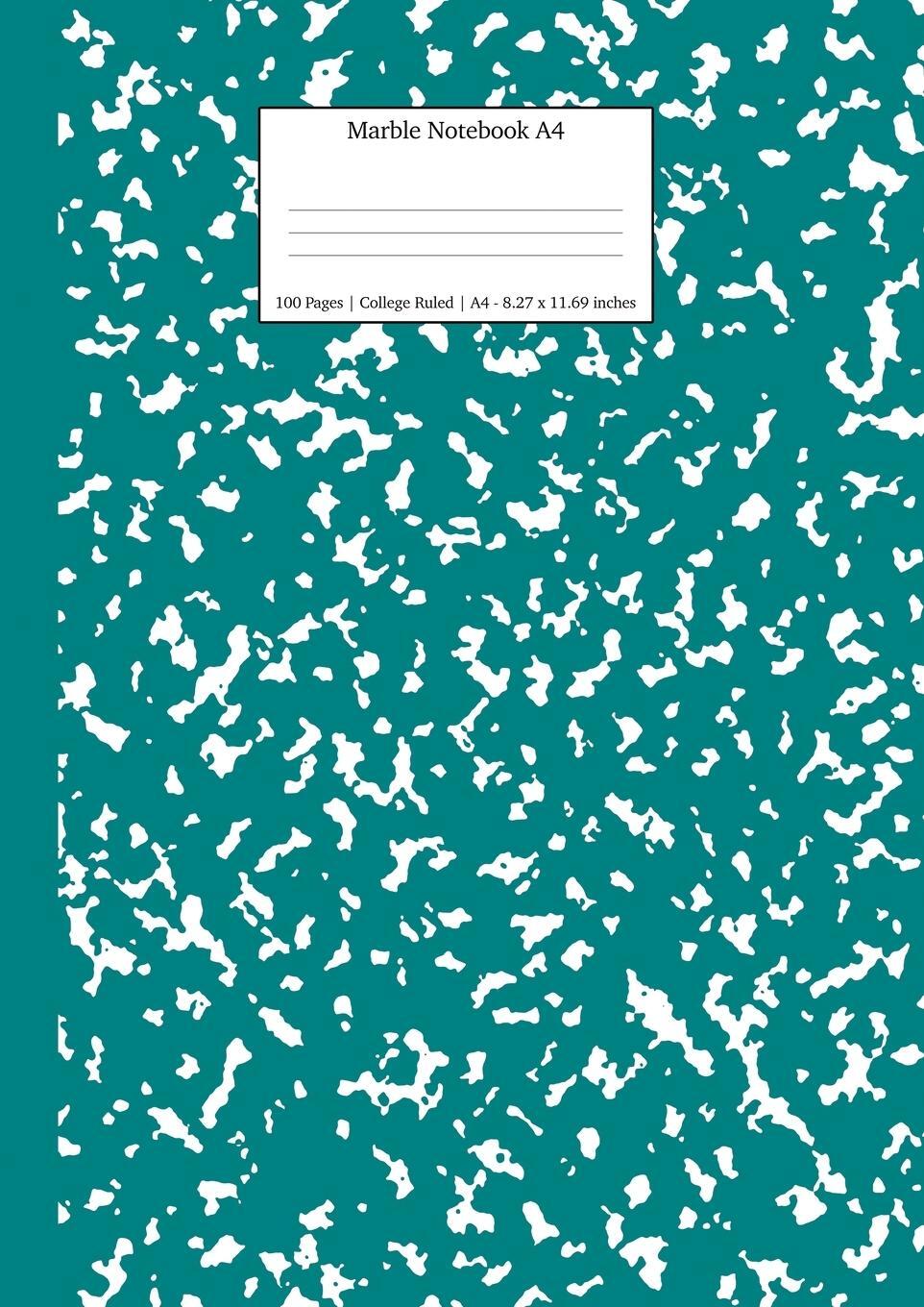 Cover: 9781989790526 | Marble Notebook A4 | Teal Marble College Ruled Journal | Press | Buch
