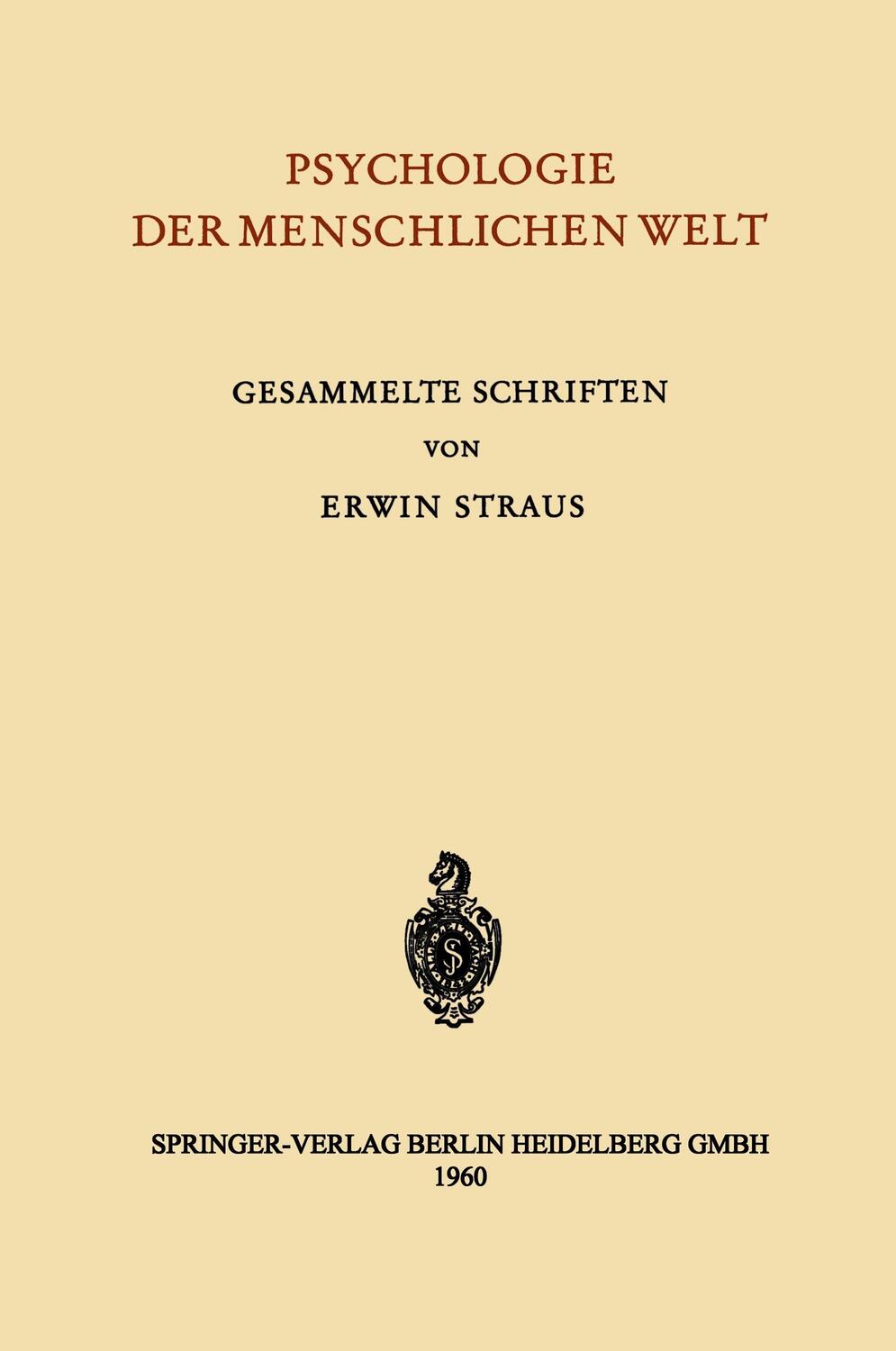 Cover: 9783540026075 | Psychologie der Menschlichen Welt | Gesammelte Schriften | Straus