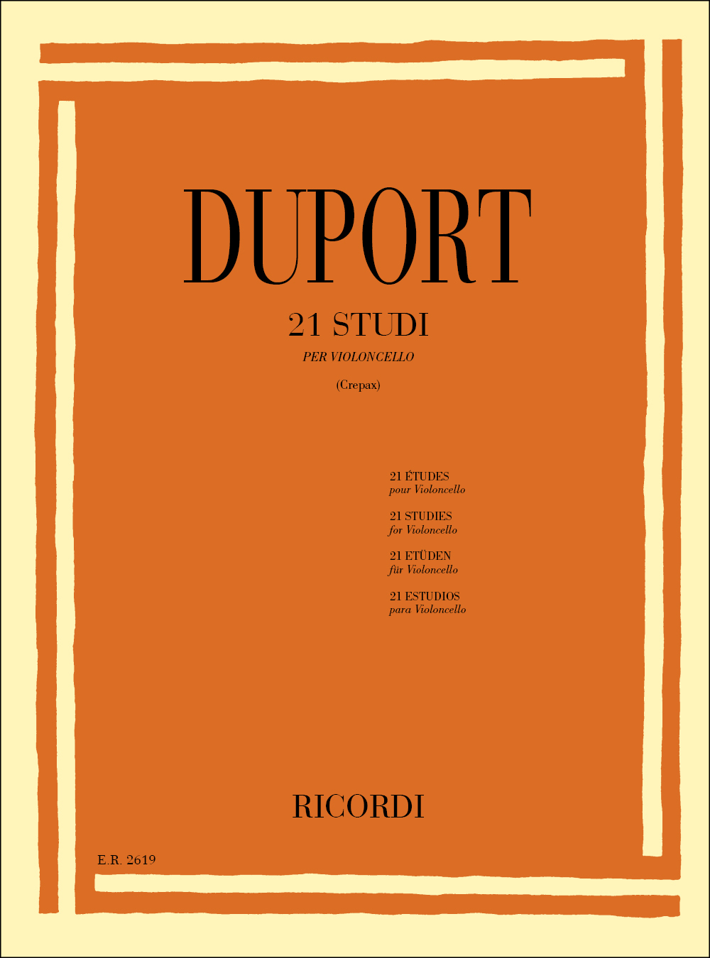Cover: 9790041826196 | 21 Studi | Jean-Louis Duport | Partitur | Ricordi | EAN 9790041826196