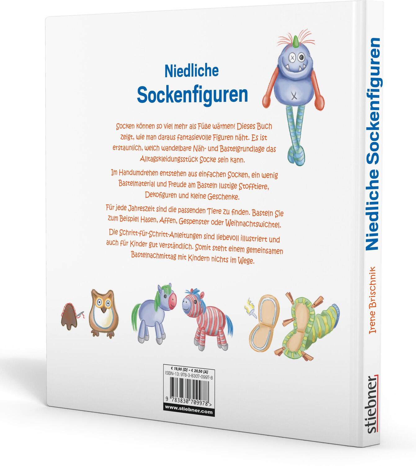 Rückseite: 9783830709978 | Niedliche Sockenfiguren | Nähen und Basteln mit Kindern | Brischnik