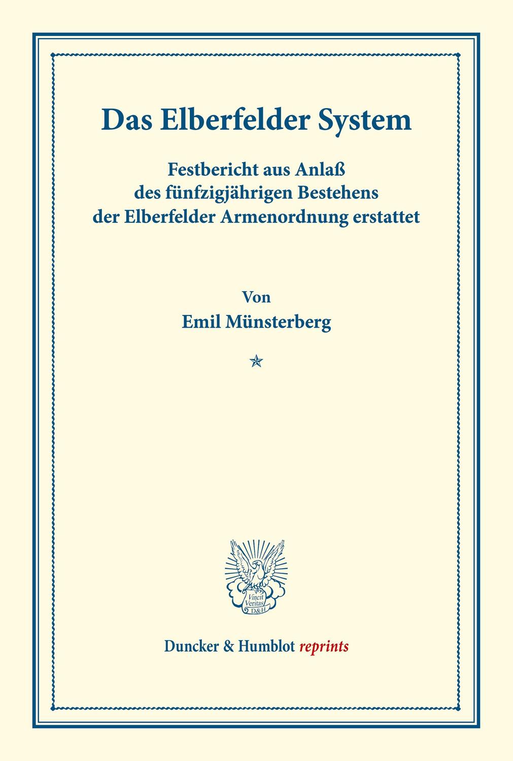 Cover: 9783428176076 | Das Elberfelder System. | Emil Münsterberg | Taschenbuch | Paperback