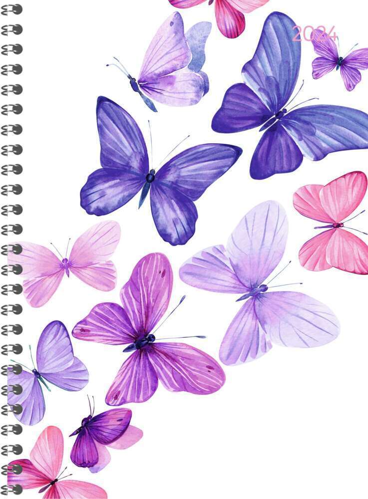 Cover: 4251732339197 | Ladytimer Ringbuch Butterflies 2024 - Taschen-Kalender A5 (15x21...