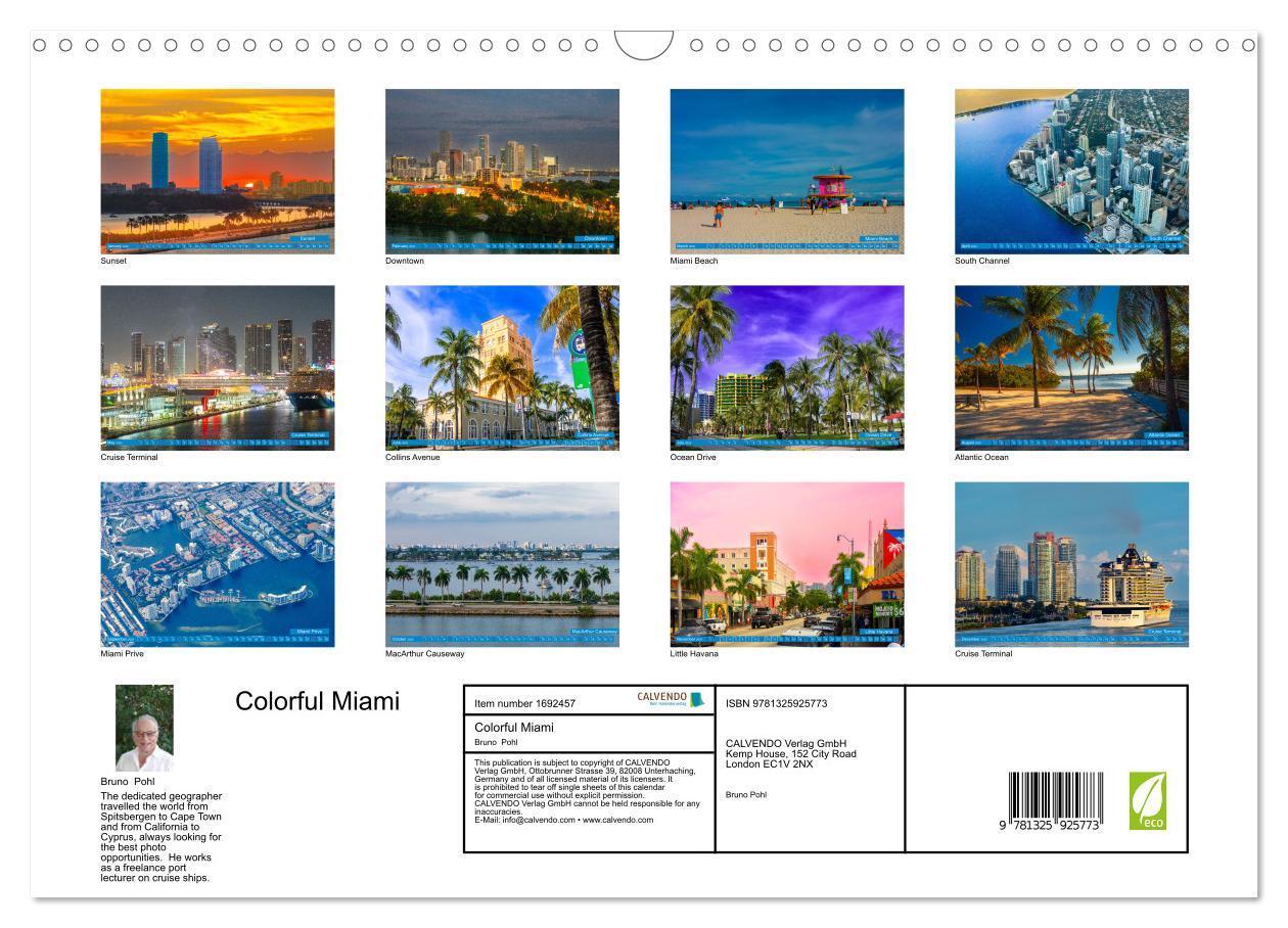 Bild: 9781325925773 | Colorful Miami (Wall Calendar 2025 DIN A3 landscape), CALVENDO 12...