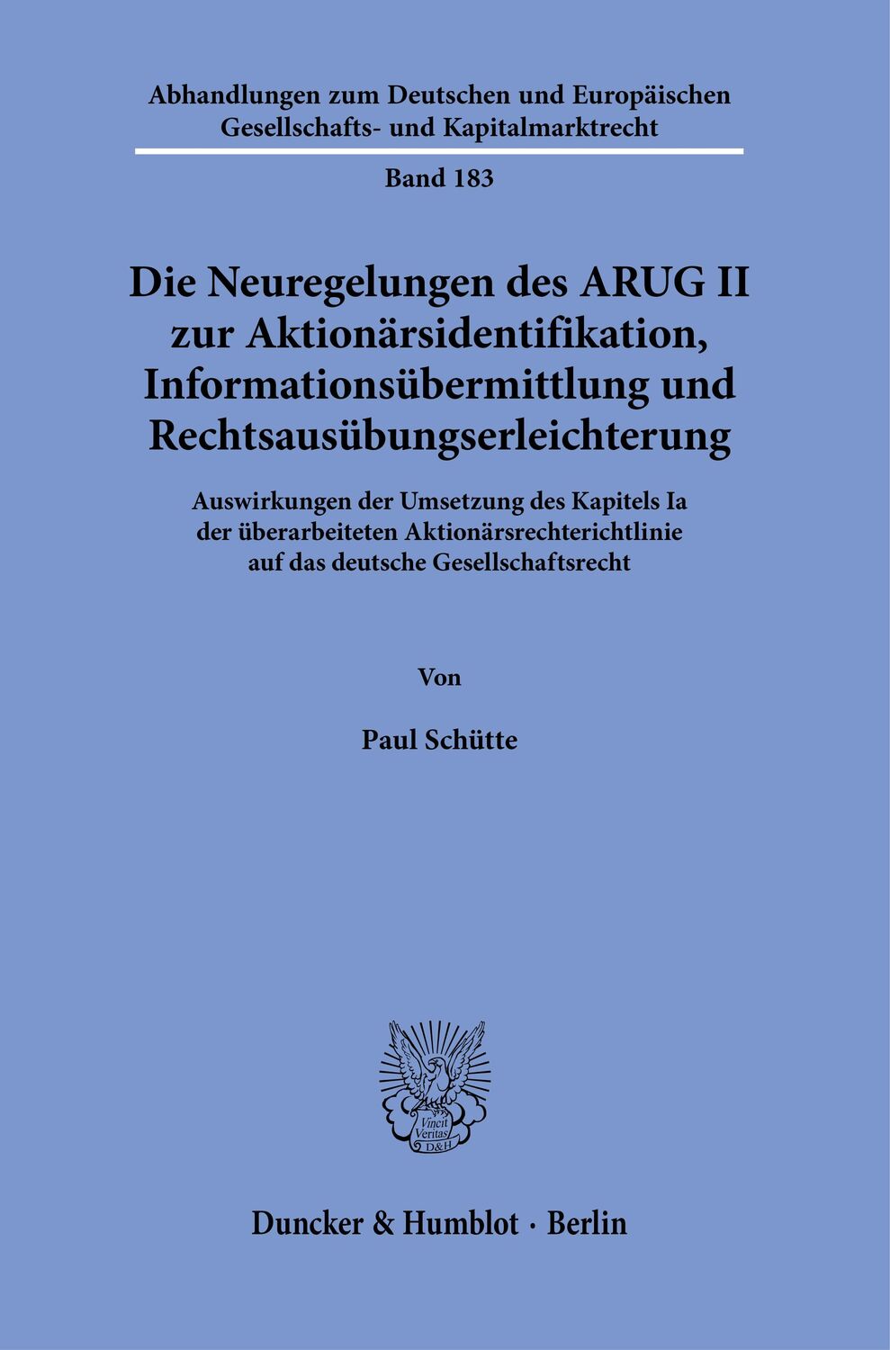 Cover: 9783428183609 | Die Neuregelungen des ARUG II zur Aktionärsidentifikation,...