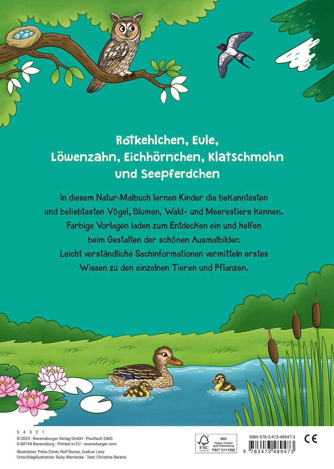 Rückseite: 9783473489473 | Ravensburger Mein großes Natur-Malbuch - heimische Waldtiere,...