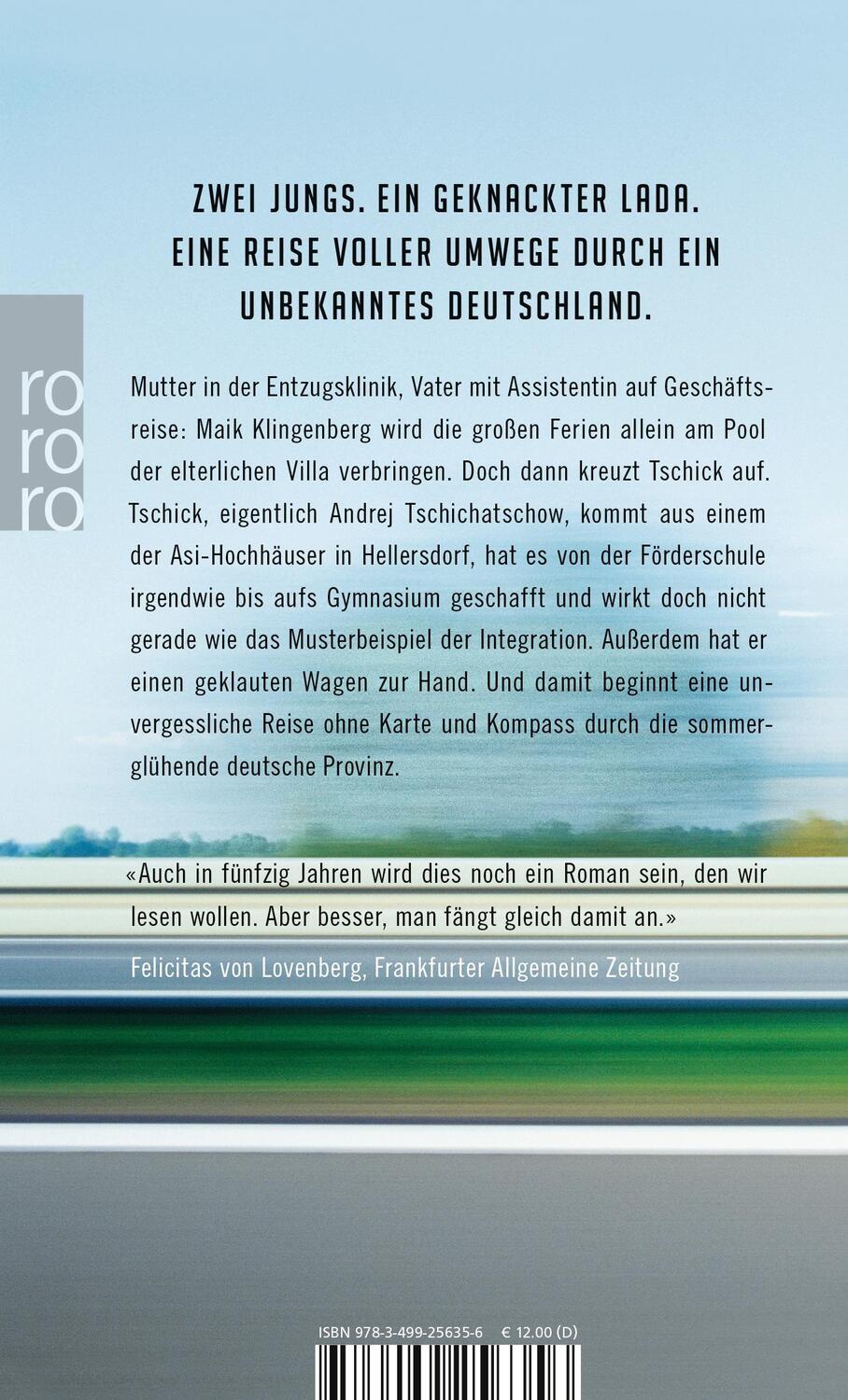 Rückseite: 9783499256356 | Tschick | Wolfgang Herrndorf | Taschenbuch | 254 S. | Deutsch | 2012