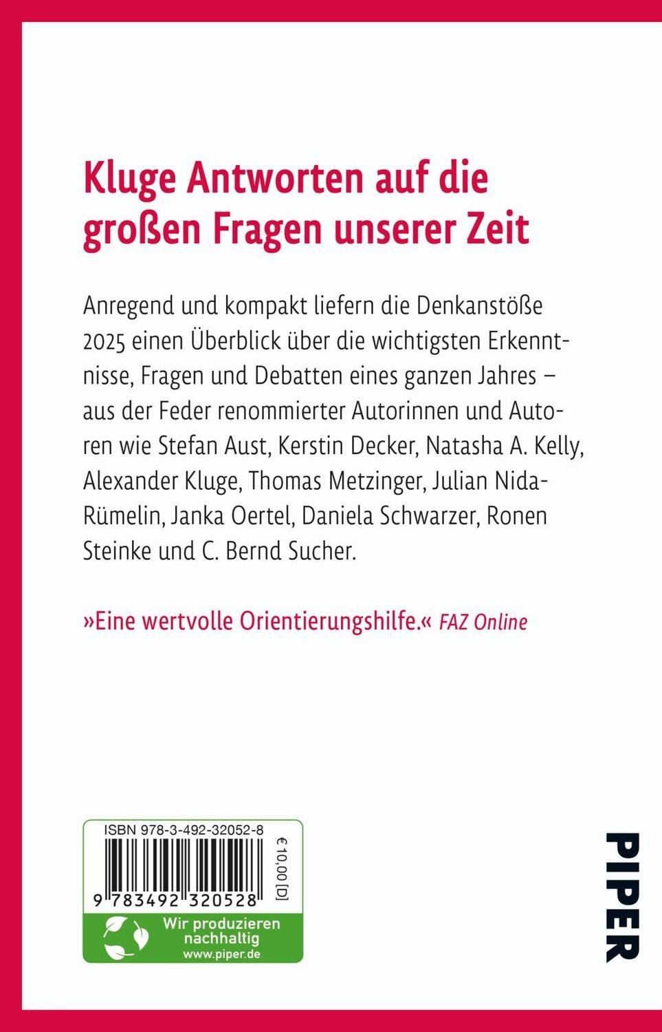 Rückseite: 9783492320528 | Denkanstöße 2025 | Isabella Nelte | Taschenbuch | Denkanstöße | 208 S.