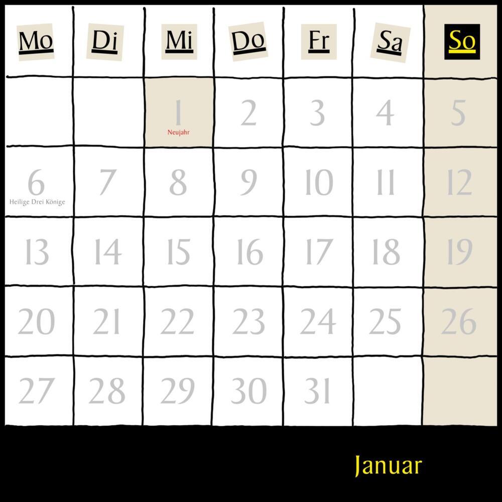 Bild: 9783830321736 | Uli Stein Schwarzer Kalender 2025: Monatskalender für die Wand | Stein