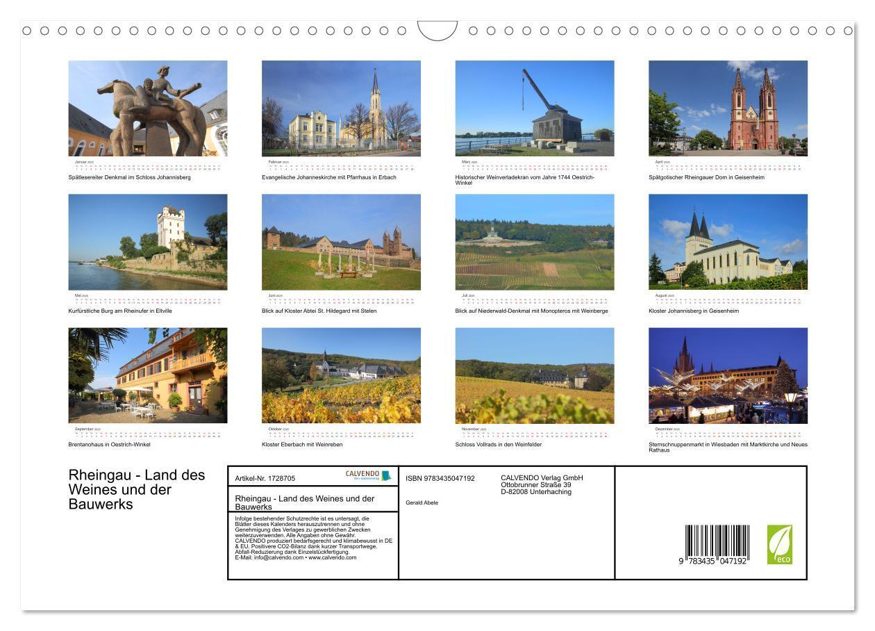 Bild: 9783435047192 | Rheingau - Land des Weines und der Bauwerks (Wandkalender 2025 DIN...