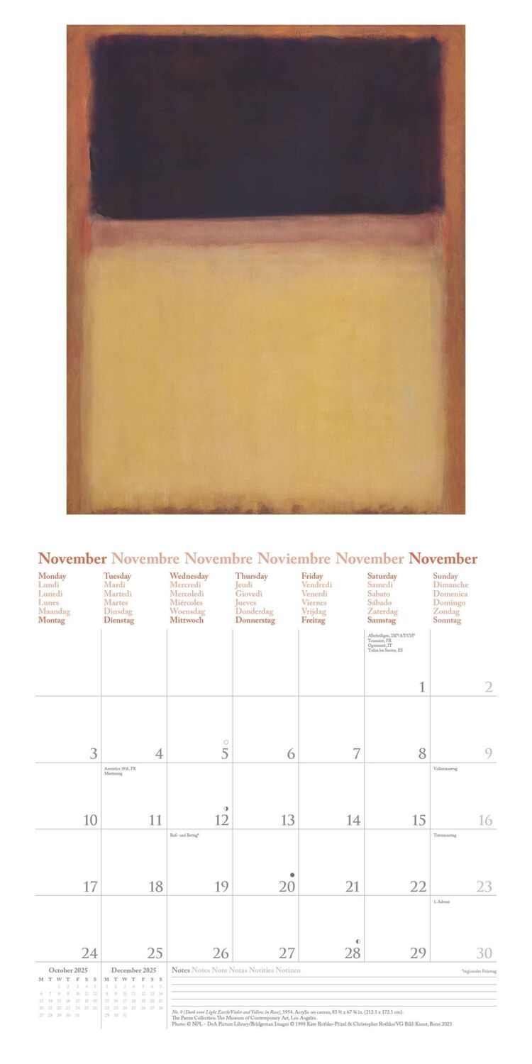 Bild: 4002725994110 | Mark Rothko 2025 - Wand-Kalender - Broschüren-Kalender - 30x30 -...