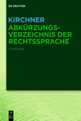 Cover: 9783110578041 | Abkürzungsverzeichnis der Rechtssprache | Hildebert Kirchner | Buch