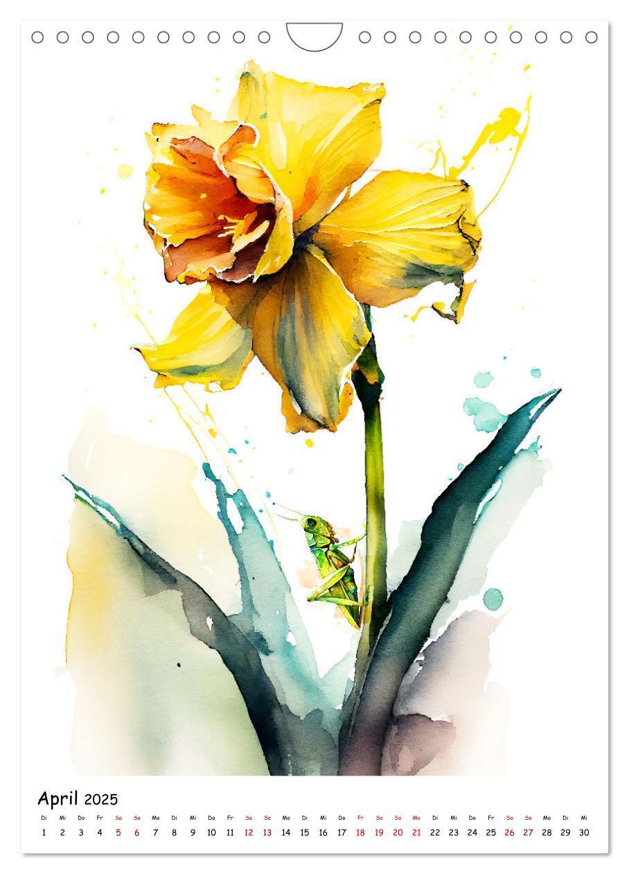 Bild: 9783435883691 | Aquarellmalerei - Blumen und Tiere im Garten (Wandkalender 2025 DIN...