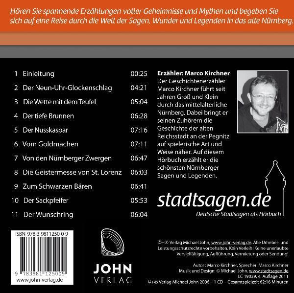 Rückseite: 9783981125009 | Nürnberger Sagen und Legenden | Marco Kirchner | Audio-CD | Stadtsagen