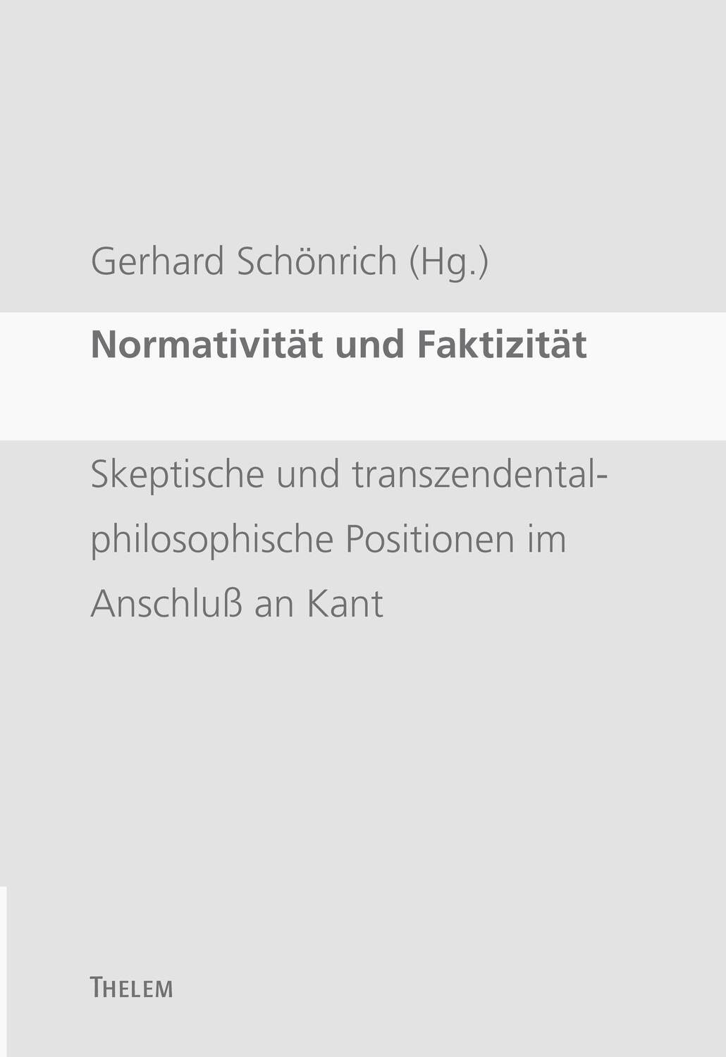 Cover: 9783937672311 | Normativität und Faktizität | Gerhard Schönrich | Taschenbuch | 204 S.
