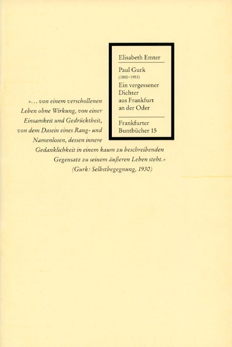 Cover: 9783969820186 | Paul Gurk (1880-1953) | Elisabeth Emter | Taschenbuch | 16 S. | 2021