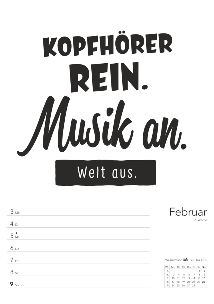 Bild: 9783840034626 | Typo-Sprüche-Kalender s/w Wochenplaner 2025 - mit 53 witzigen Sprüchen