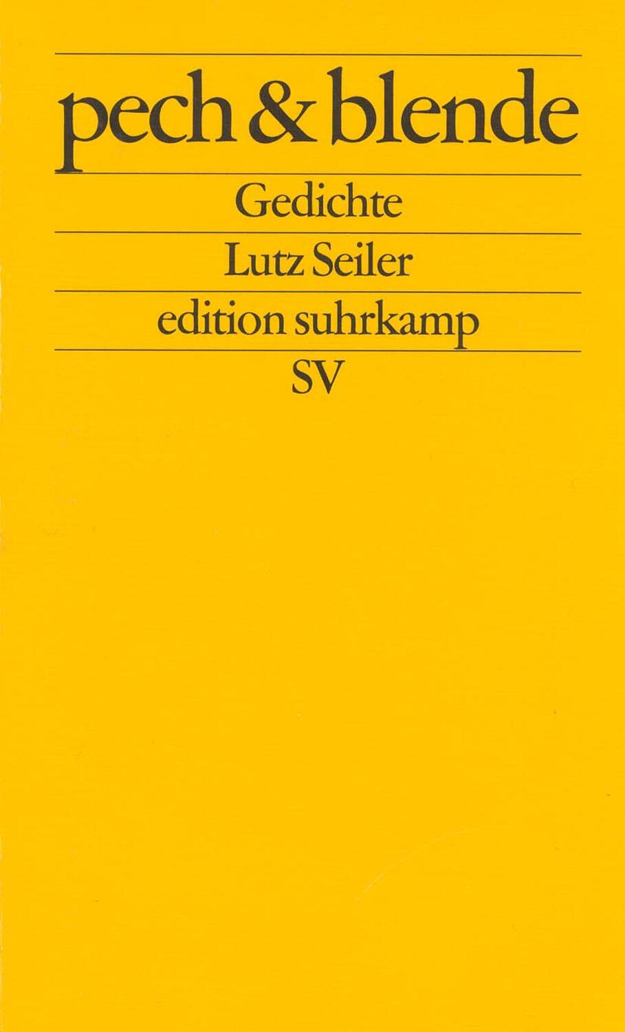 Cover: 9783518121610 | pech und blende | Gedichte | Lutz Seiler | Taschenbuch | Deutsch