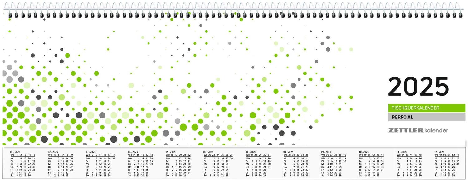 Cover: 4006928024667 | Tischquer-Kalender 2025 36,2x13,6 - 1W/2S grün/weißes Papier -...