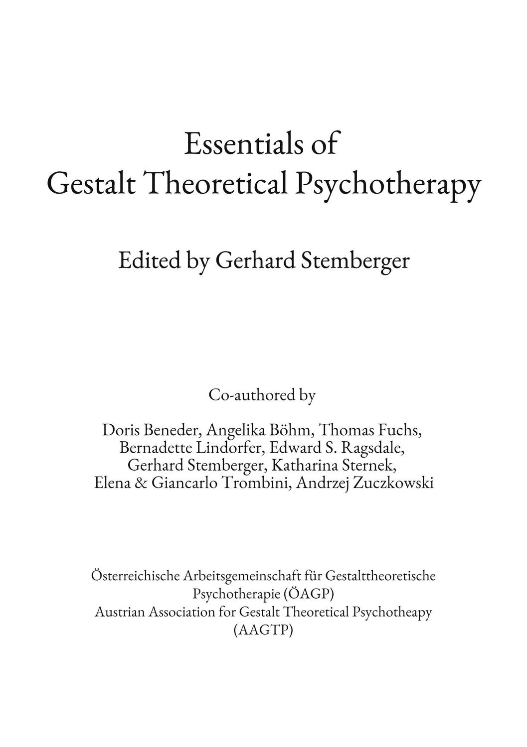 Cover: 9783756209064 | Essentials of Gestalt Theoretical Psychotherapy | Beneder (u. a.)
